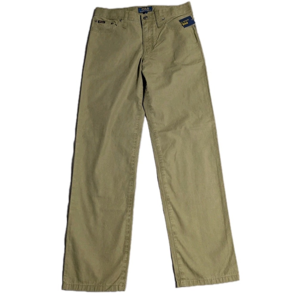 NWT Polo Ralph Lauren Boys 14 Green 5 Pocket‎ Pants Cotton Straight Leg